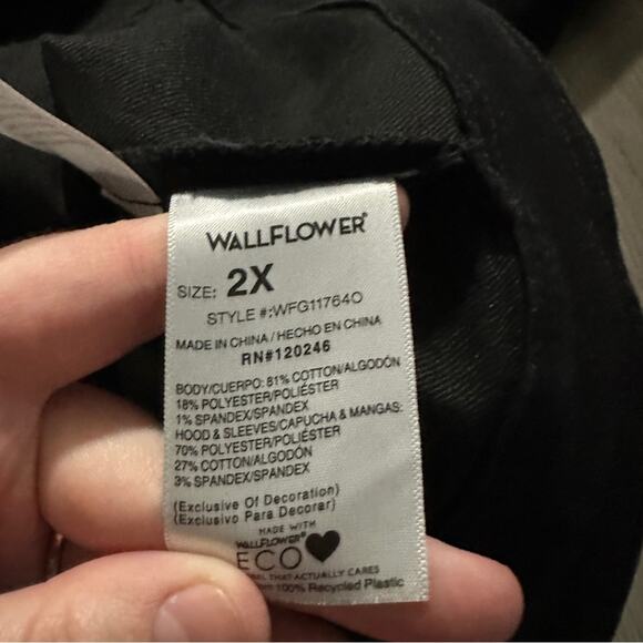 Wallflower‎ Women's The Dreamer 2 Fer Black Long Sleeve Denim Jacket Size 2X NEW - Picture 8 of 12